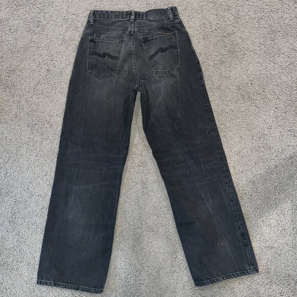 NUDIE JEANS CO. CLEAN EILEEN JEANS IN SHIMMERING BLACK WASH  WIDE LEG - W27 L 28 - Picture 4 of 16